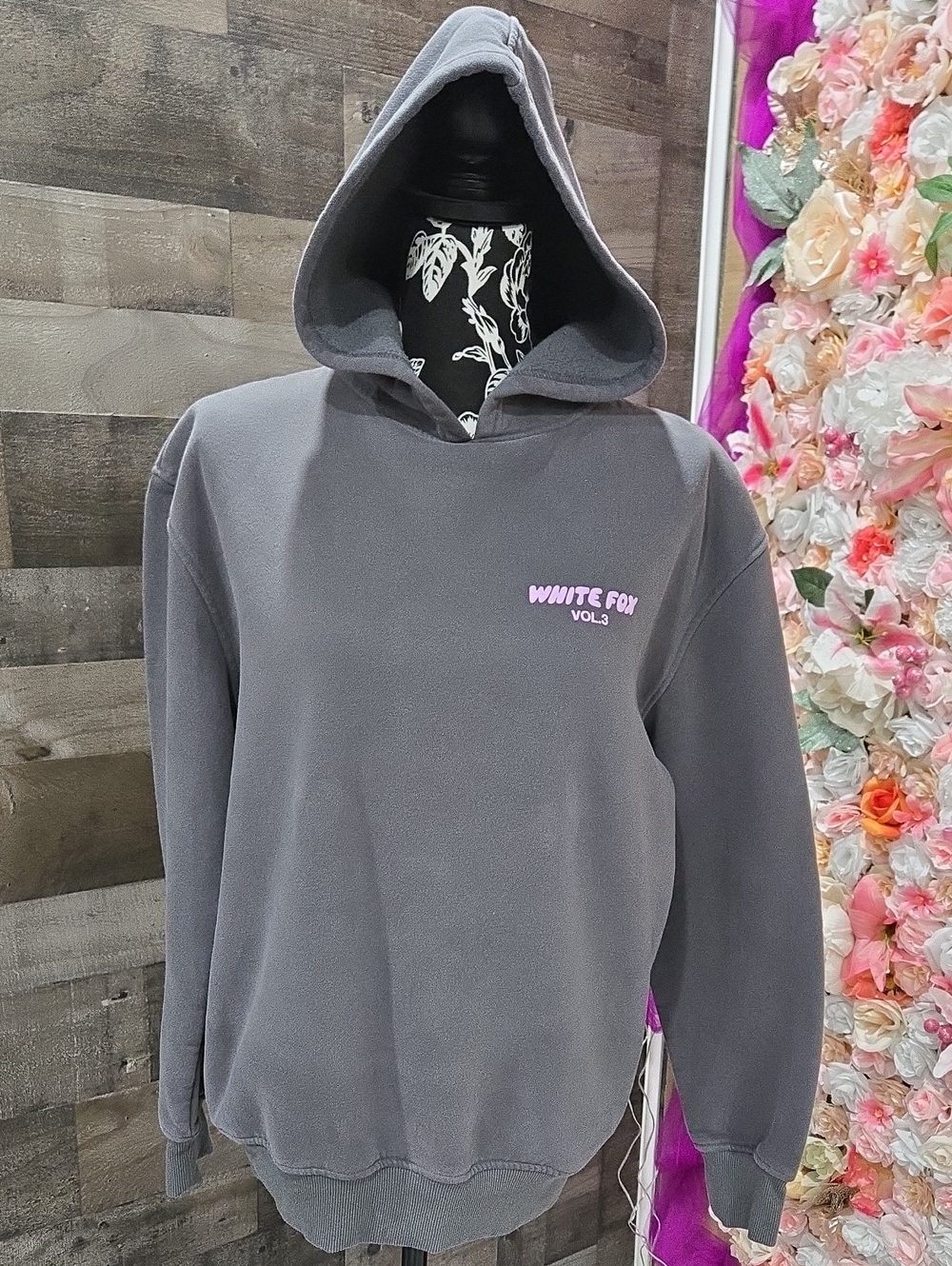 Womens Gray White Fox Hoodie